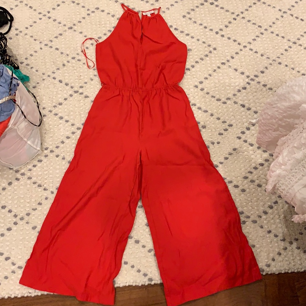 Red wide leg jumpsuit